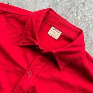 Vintage Penneys Moleskin Red Flannel Shirt L Sanforized Cotton Workwear 50s 60s